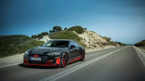 A photo of the 2021 Audi RS e-tron GT on a track.