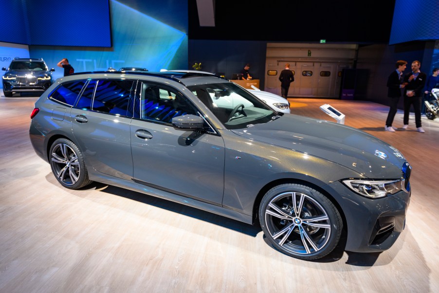 BMW 3 Series Touring station wagon on display at Brussels Expo