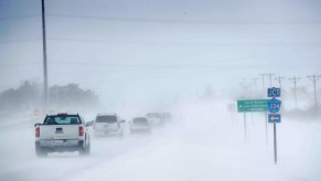 Cars driving on ice