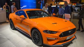 Ford Mustang 5.0 V8 sports car on display at Brussels Expo