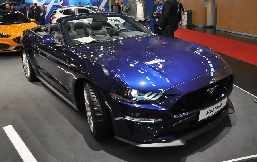 A Ford Mustang is seen during the Vienna Car Show press preview at Messe Wien, as part of Vienna Holiday Fair