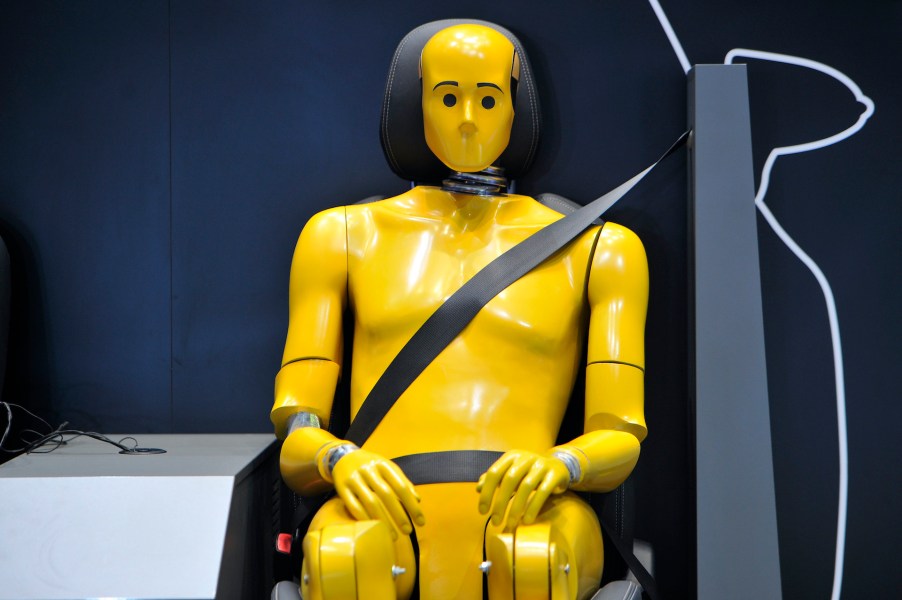 An image of a crash test dummy used for vehicle testing.