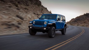 A photo of the 2021 Jeep Wrangler Rubicon 392 on the road.