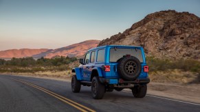 A photo of the 2021 Jeep Wrangler Rubicon 392 on the road.