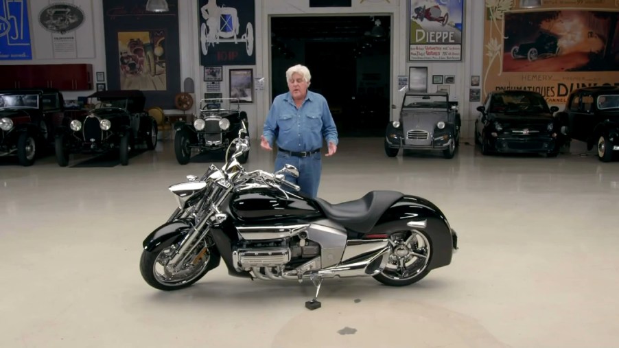 Jay Leno with his black 2004 Honda Valkyrie Rune