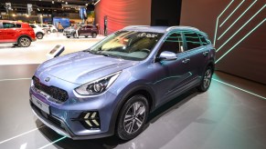 A Kia Niro on display at an auto show