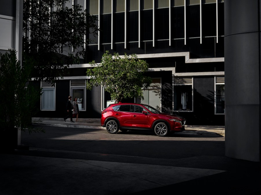 A Mazda CX-5 parked downtown