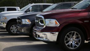 Ram truck on display at a dealership