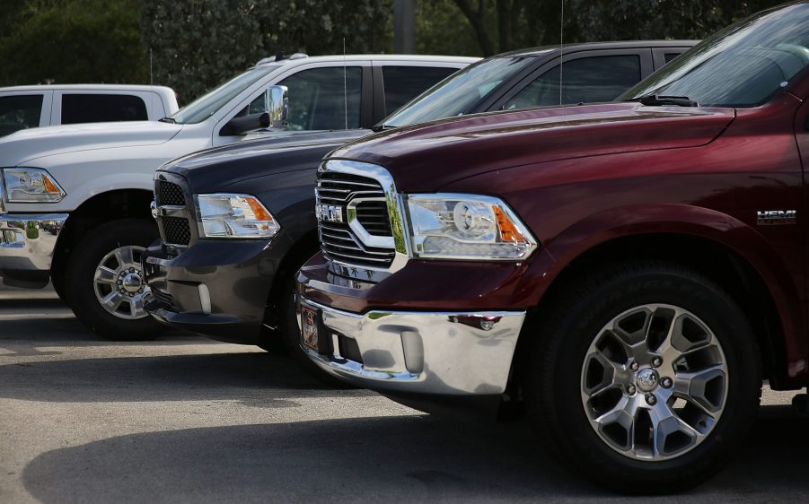 Ram truck on display at a dealership