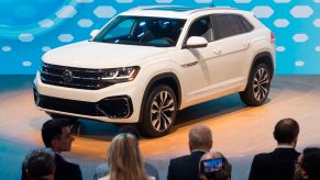 The Volkswagen Atlas Cross Sport car on display at the 2019 Los Angeles Auto Show