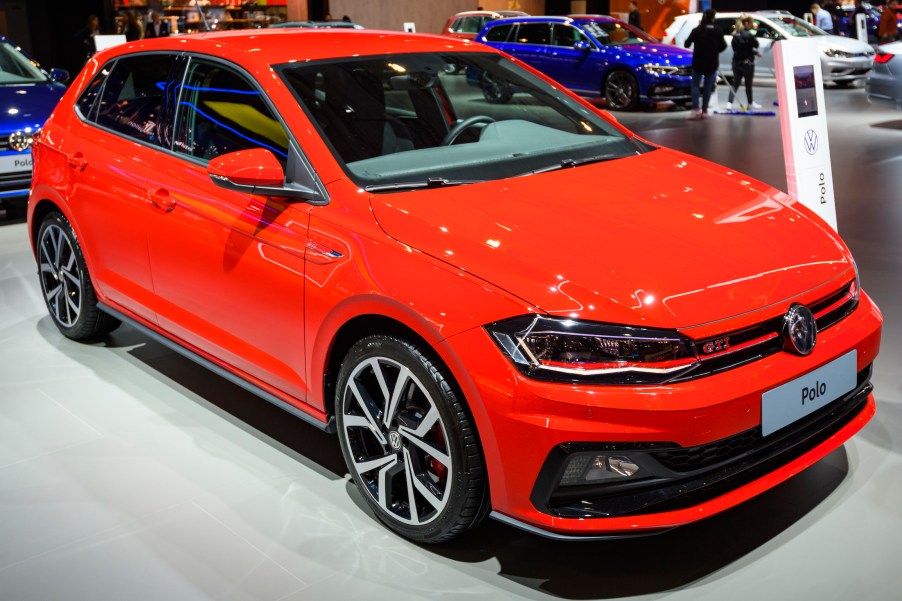 Volkswagen Polo GTI compact hatckbac car on display at Brussels Expo