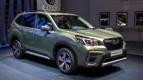 Subaru Forester is displayed during the second press day at the 89th Geneva International Motor Show on March 6, 2019, in Geneva, Switzerland.