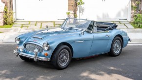 A light-blue 1967 Austin-Healey 3000 Mk3 BJ8