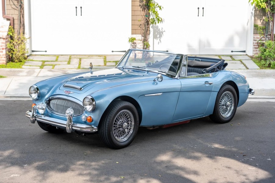 A light-blue 1967 Austin-Healey 3000 Mk3 BJ8