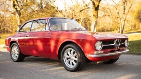 A red 1971 Alfa Romeo GT 1300 Junior