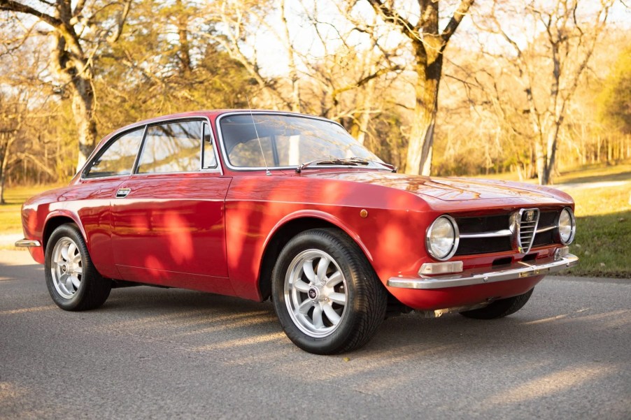 A red 1971 Alfa Romeo GT 1300 Junior