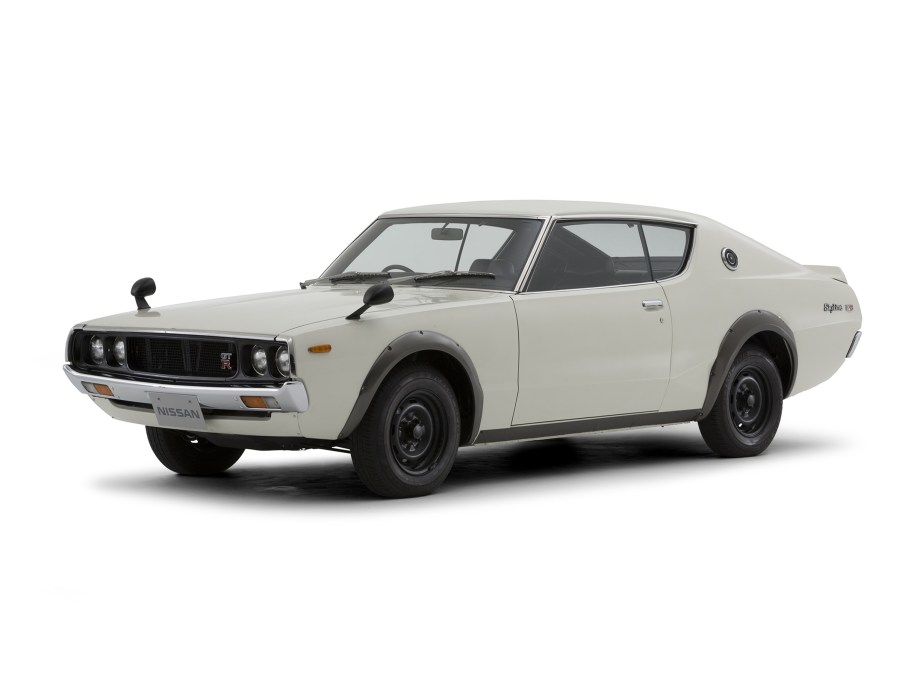 A white 1973 'Kenmeri' KPGC110 Nissan Skyline GT-R