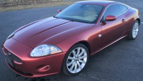 A red 2008 Jaguar XK coupe