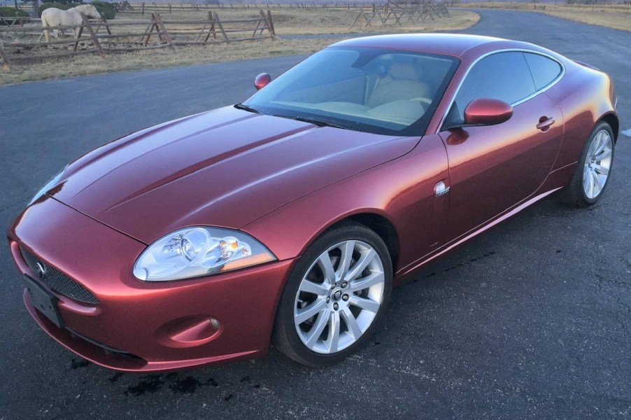 A red 2008 Jaguar XK coupe