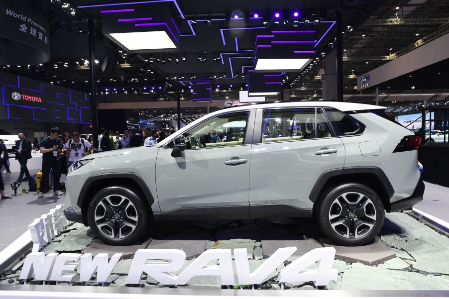 A Toyota Rav4 is displayed on the opening day of the Shanghai Auto Show in Shanghai