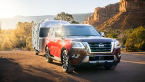 An image of the 2021 Nissan Armada off-roading outdoors.