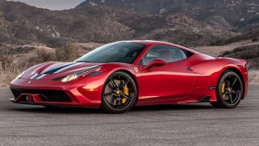 A red armored Ferrari 458 Speciale