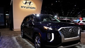 A Hyundai Palisade on display at an auto show