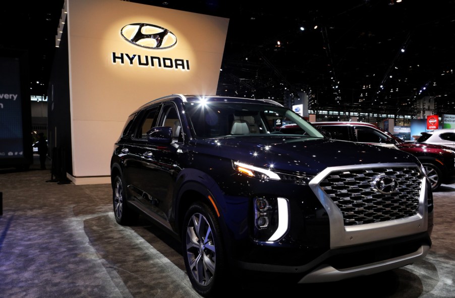 A Hyundai Palisade on display at an auto show