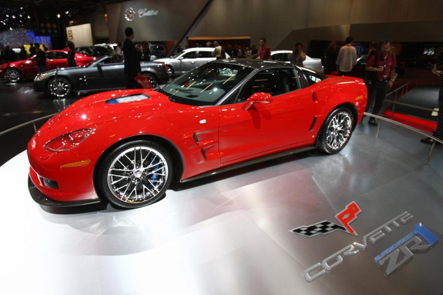 A Chevrolet Corvette ZR1 is presented during the Paris Motor Show on October 2, 2008