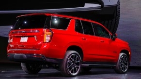 The new 2021 Chevrolet Tahoe is revealed by General Motors at Little Caesars Arena