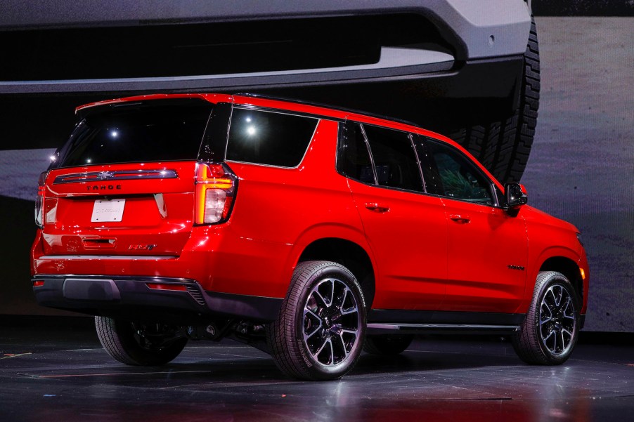 The new 2021 Chevrolet Tahoe is revealed by General Motors at Little Caesars Arena