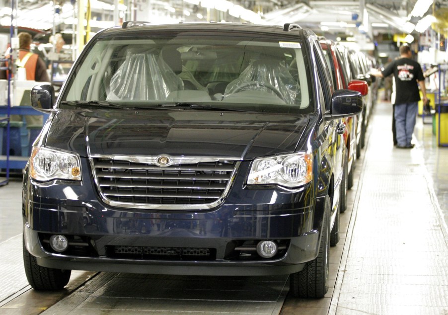 2008 Chrysler Town & Country and Dodge Caravan minivans go through final assembly and inspection at the Windsor Assembly Plant August 21, 2007, in Windsor, Ontario, Canada.