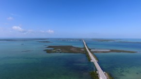 The Florida Overseas Highway seen from an aerial view