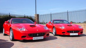 The Ferrari 575 Superamerica seen at Bell Sport and Classic in St. Albans, Hertfordshire, on September 13, 2020.