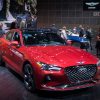 A Genesis G70 on display at an auto show