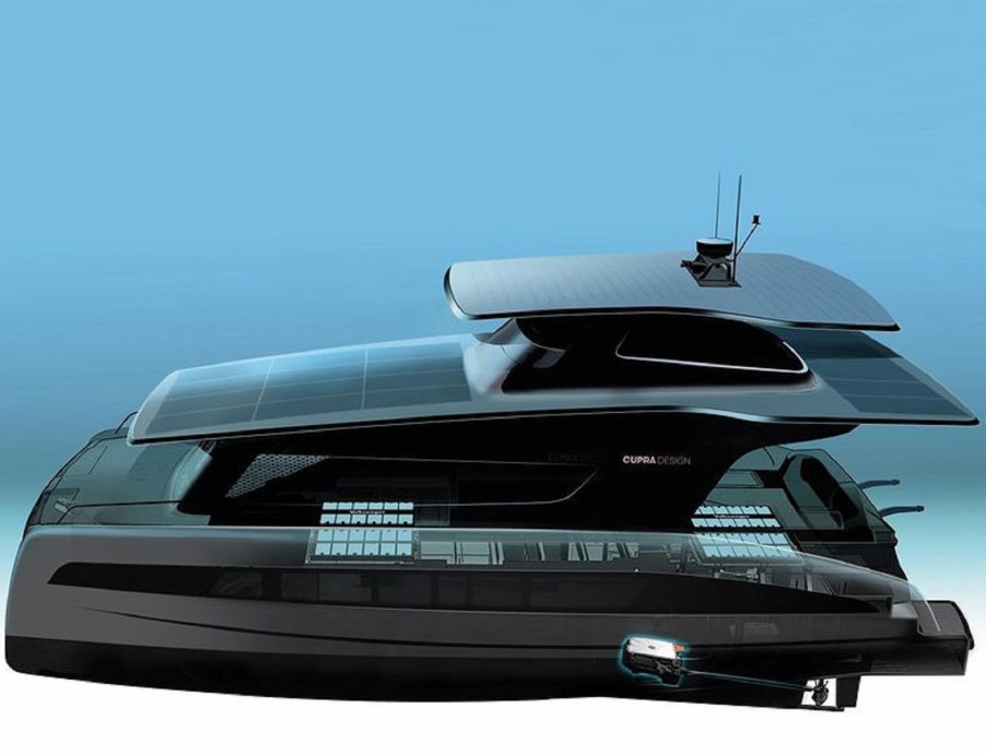 The black solar-powered Silent-Yachts Cupra Design luxury yacht