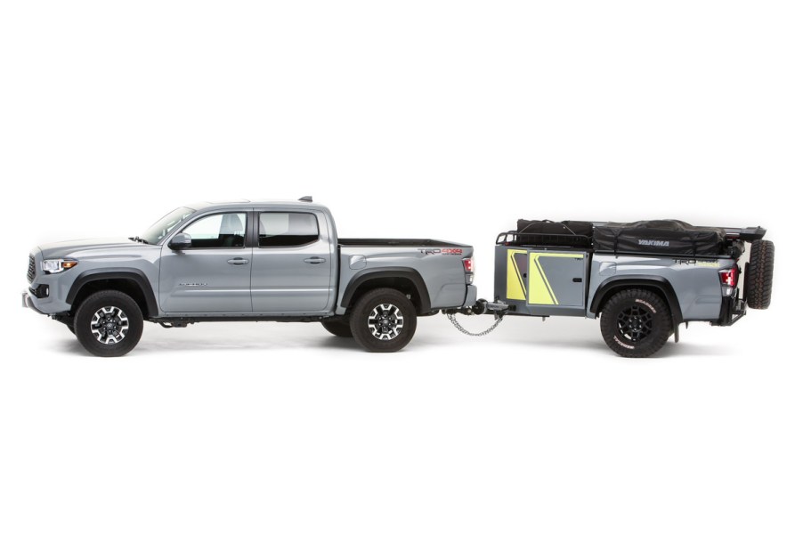 A Toyota Tacoma tows the TRD-Sport Trailer.