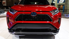 A Toyota RAV4 on display at an auto sho