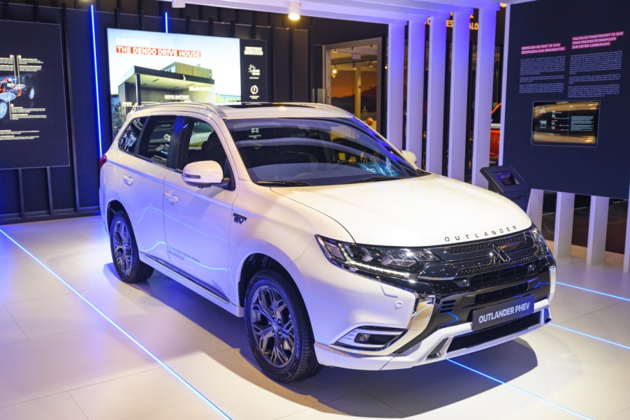 A Mitsubishi Outlander on display at an auto show