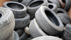 A pile of old discarded tires