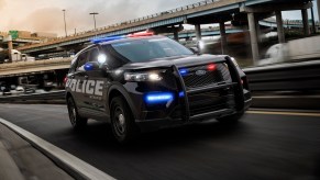 An image of a 2020 Ford Explorer Interceptor on the road.