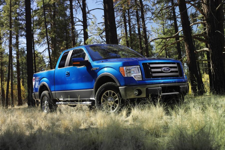 The 2010 Ford F-150 off-roading in a field