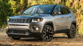 A grey 2018 Jeep Compass off-road.