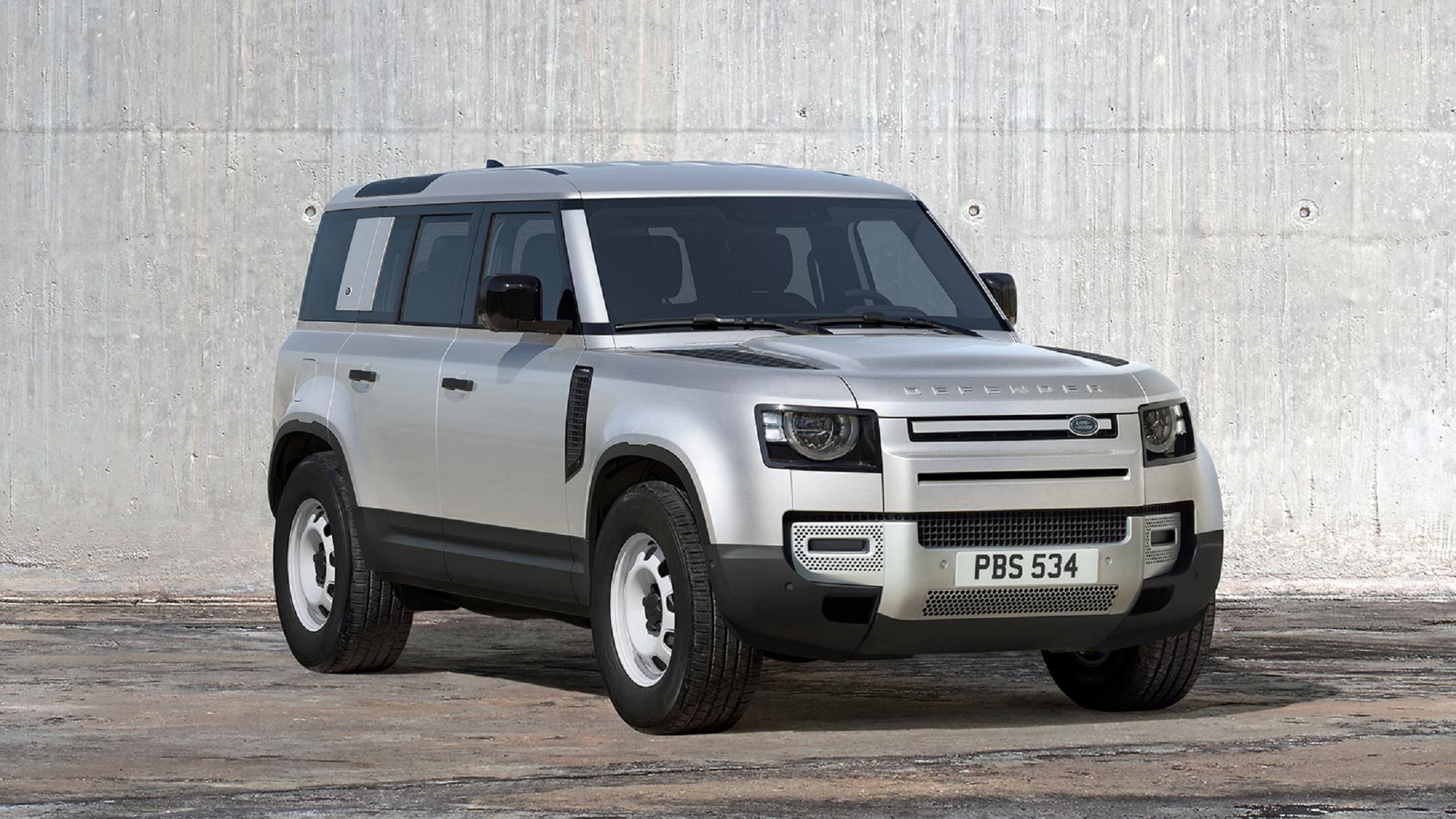 A silver 2021 Land Rover Defender 110