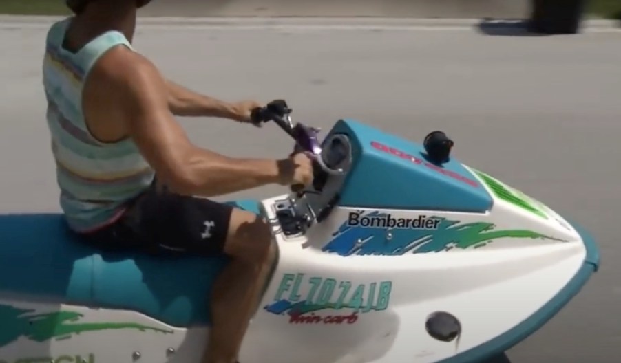 Sea-Doo and a Honda Elite motor scooter combined to make a road faring jet ski