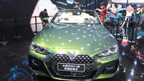 A BMW 4 series sedan is on display during the 18th Guangzhou International Automobile Exhibition at China Import and Export Fair Complex