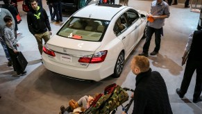 The New 2014 Honda Accord Hybrid Touring (viewed from a high angle to see over the massive crowds)