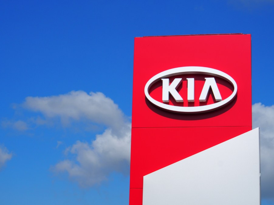 A Kia dealership's sign on display