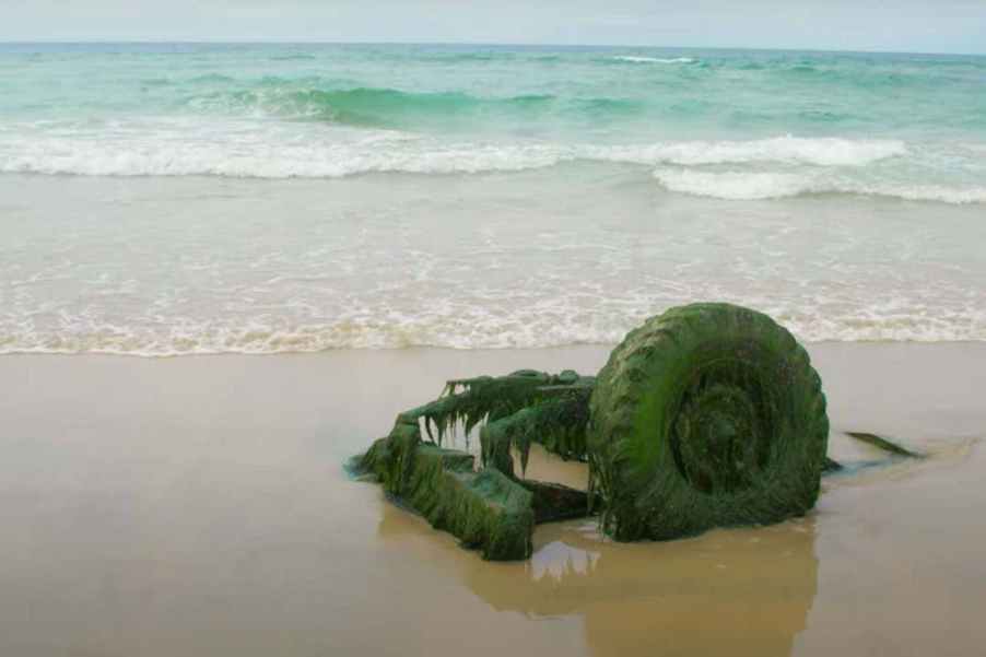 Old Land Rover sunk into this Cornish Beach for 31 years