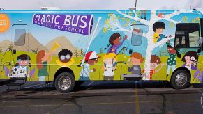 The profile of the Magic Bus mobile preschool EV Winnebago